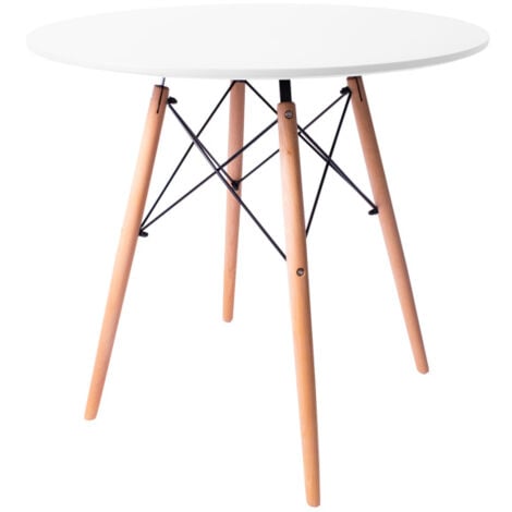 AGA24 Aga Esstisch Skandinavischen Design rund 80 cm,Küchentisch Weiß