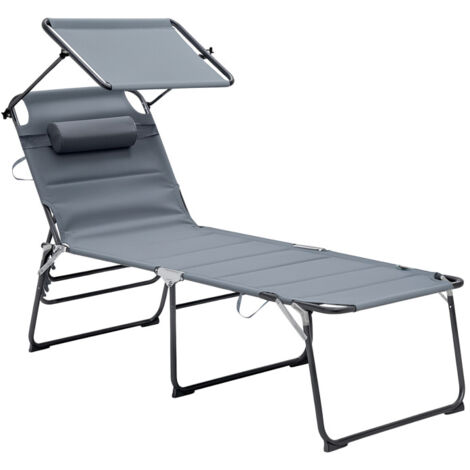 AGA24 Aga Gartenliege XXL mit Dach Grau