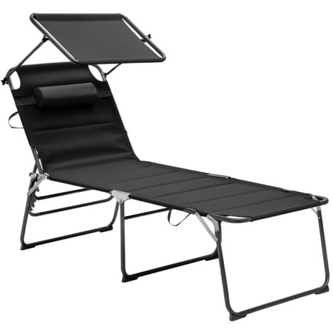 AGA24 Aga Gartenliege XXL mit Dach Schwarz