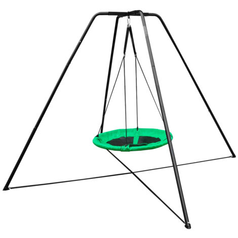 AGA24 Aga Nestschaukel mit Rahmen 100 cm, Garten-Schaukel 120 Kg belastbar, Kinderschaukel Tellerschaukel Hängeschaukel, Grün