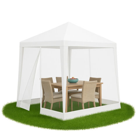 Aga Pabellón de jardín con mosquitera 2,4x3 m Blanco