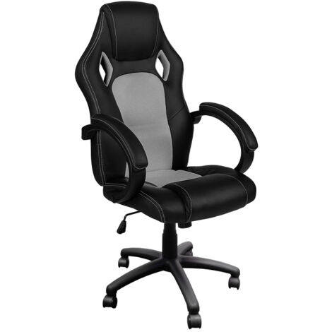 Aga racing Fauteuil de gaming noir-gris à 5 roulettes, mécanisme de bascule, ergonomique, siège en cuir,  MR2070 Noir - Gris