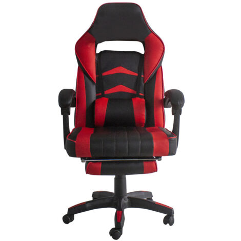 Aga Silla de Oficina Negro - Rojo con reposapiés