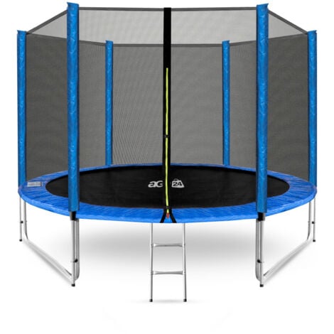AGA24 Aga SPORT PRO Trampoline 305 cm Bleu + filet de protection + échelle