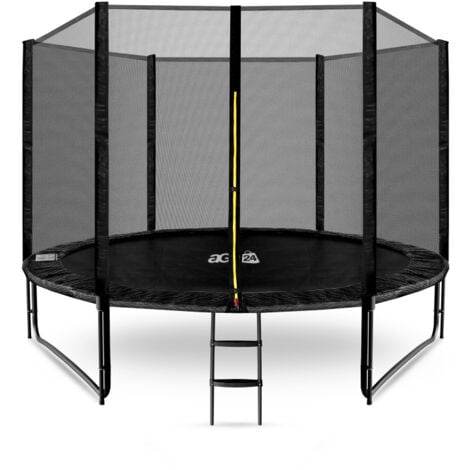 AGA24 Aga SPORT PRO Trampoline 305 cm Noir + filet de protection + échelle