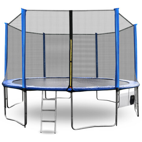 Aga SPORT PRO Trampoline 400 cm Bleu + filet de protection + échelle + poche pour chaussures