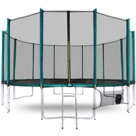 AGA24 Aga SPORT PRO Trampoline 500 cm Vert foncé + filet de protection + échelle + poche pour chaussures