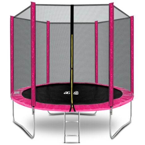 AGA24 Aga SPORT TOP Trampoline 250 cm Rose + filet de protection + échelle