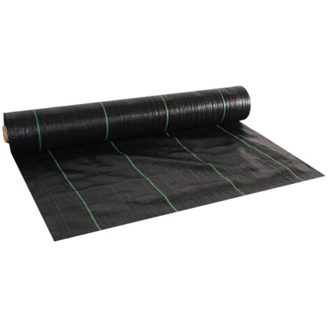 Aga toile de paillage noire en PP, anti-mauvaises herbes, anti-UV, anti-repousse, perméable à l‘eau, 70g/m2 rouleau 1,6x50 m