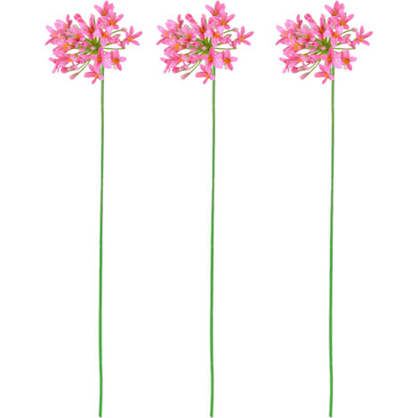 Agapanto artificial (Agapanthus), 3 piezas, rosa roja, decoración europea para el hogar y bodas, arreglo flexible para sofá