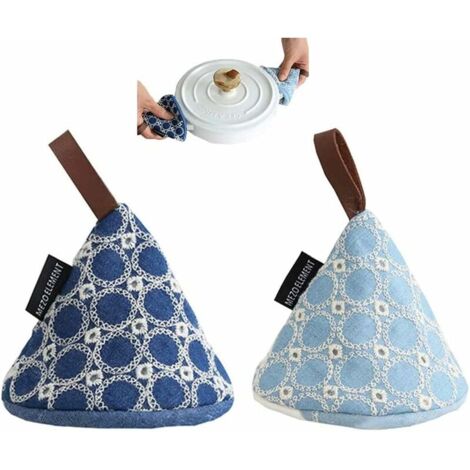 Agarraderas para ollas de cocina, 2 mini agarraderas para ollas, guantes pequeños para horno, mini manoplas para horno, para cocinar y hornear (azul claro, azul oscuro)