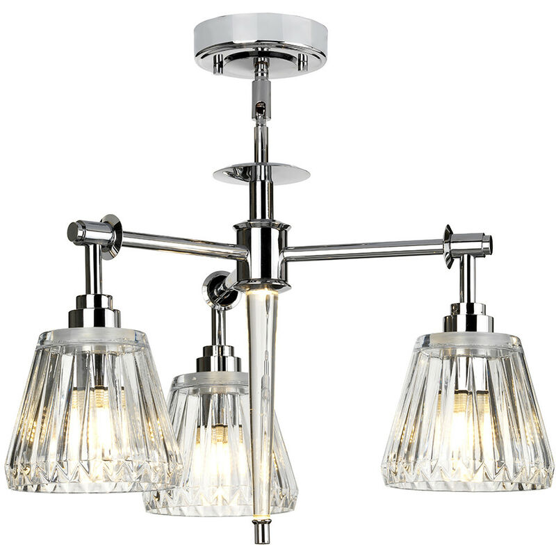 Agatha - 3 Light Multi Arm Ceiling Pendant Light Polished Chrome IP44, G9 - Elstead