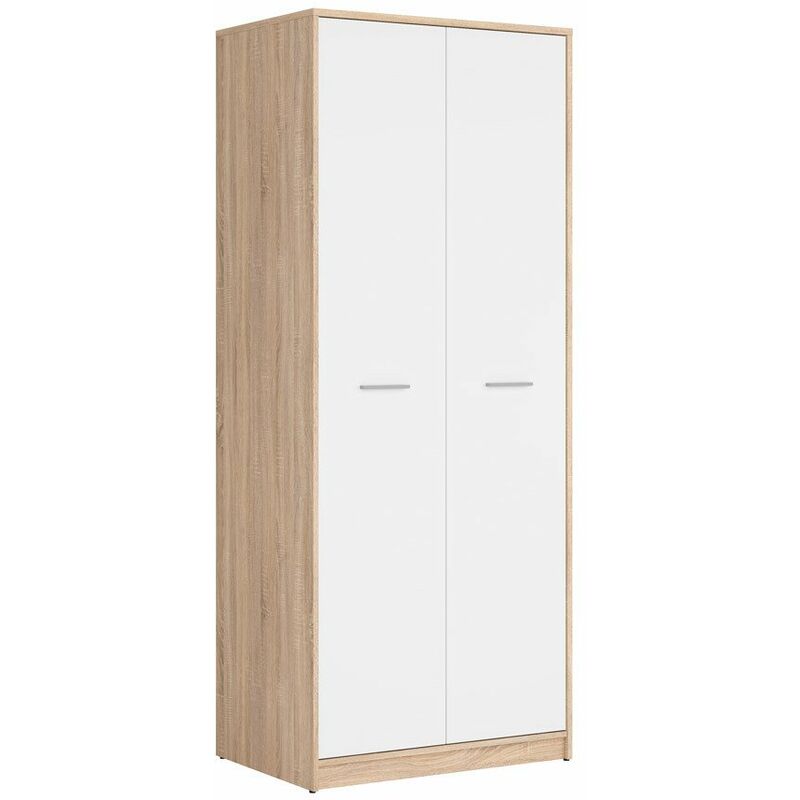 

AGATTA | Armario con dos puertas salón / dormitorio | Estilo escandinavo | 197x80x54,5 cm | Estante + barra armario - Sonoma/Blanco