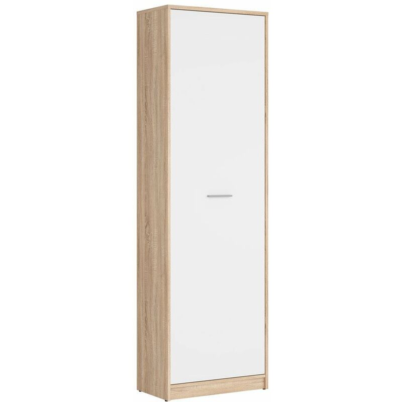 

AGATTA | Mueble de oficina para sala de estar | Estilo escandinavo | 197x60x34 cm | estantes espaciosos | Panel de melamina - Sonoma/Blanco