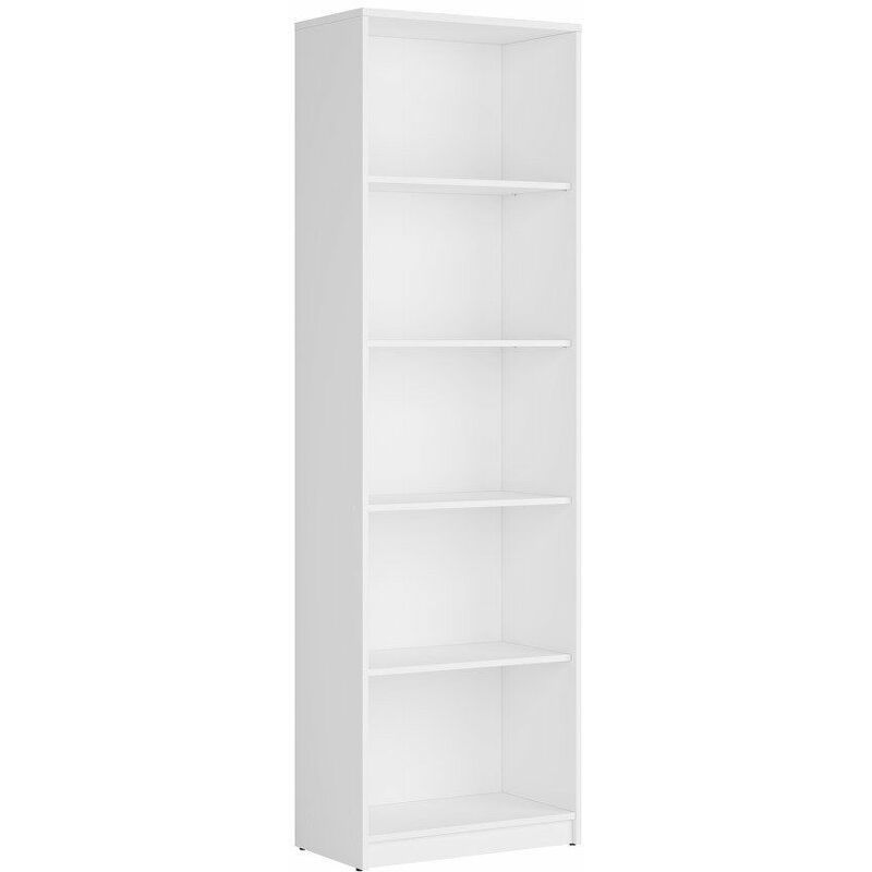 AGATTA - Bibliothèque ouverte salon/chambre - Style scandinave - 197x60x34 cm - Étagères spacieuses - Blanc