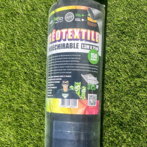 Agco – Géotextile indéchirable 150g – Bâche pour gravier 1,5m x 25m – Limite repousse des mauvaises herbes – Résistant à l'eau et aux racines - 5Mx25M