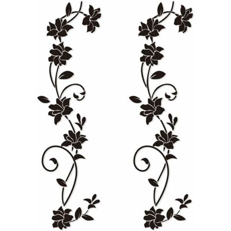 AGE 2 ensembles de stickers muraux 100  30cm rotin Noir fleur Design PVC stickers muraux chambre à coucher enfants salon Bureau Restaurant boutique décoration