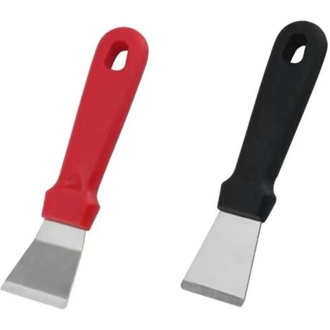AGE 2 pièces raclette de nettoyage droite + incurvée, grattoir de cuisine en acier inoxydable avec manche en plastique, rouge noir