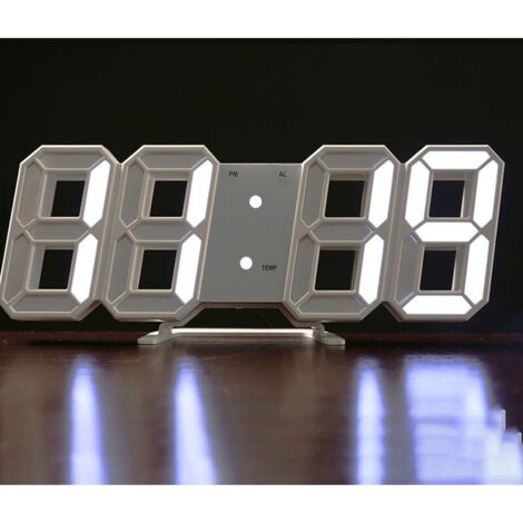 AGE 3D LED Réveil numérique Table Mur Moderne Réveil Multifonctionnel Nombre Horloge, Luminosité Réglable Snooze Fonction Affichage de la Température pour Chambre Bureau Maison