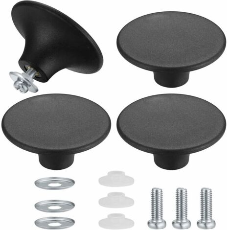 AGE 4 Pièces Boutons de Couvercle de Casserole, Boutons de Couvercle de Pot, Poignée Casserole Universelle de Cuisine en Acier Inoxydable Résistant - Noir