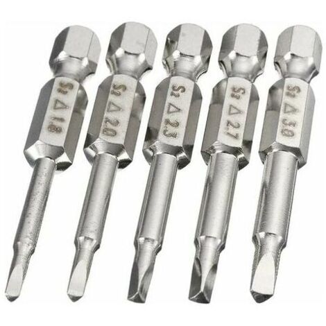 AGE 5Pcs Queue Hex Embouts de Tournevis électriques à Tête Triangulaire Bits Set 50mm Embouts de Vissage Magnétique de Tige Hexagonale 6,35mm en Acier S2 à Pointe Triangle 1,8/ 2,0/ 2,3/ 2,7/ 3,0mm