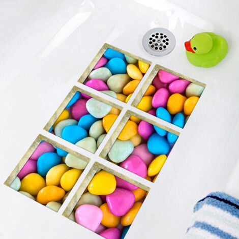 AGE Art créatif imitation 3D autocollants de baignoire en trois dimensions autocollants muraux décoratifs antidérapants couleur bonbon