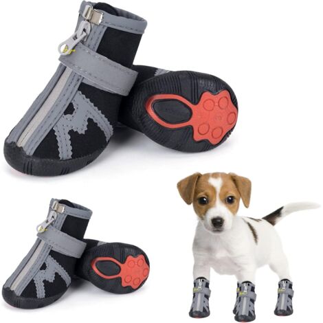 AGE Bottes pour chien Chaussures imperméables pour chien Bottes antidérapantes pour chien pour petits et moyens chiens 4pcs