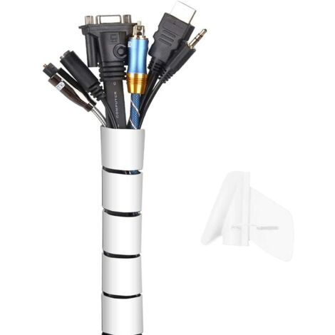 AGE Cache Cable Blanc, 2m - 22mm Gaine Souple Electrique Cable Management, Gestion des Câbles pour Maison et Bureau