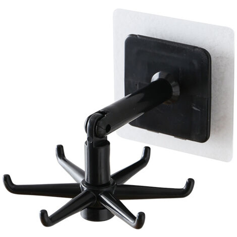 AGE Crochet pliant pivotant à 360 °, 4 crochets, aucun perçage requis, étagère pivotante avec pointes de cuisine, support mural pour ustensiles de cuisine, support de rangement rétractable avec 6 grif