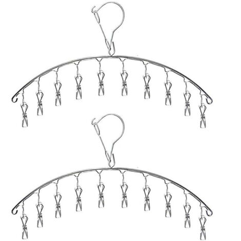 AGE Étendoir à Linge à Suspendre Acier Inoxydable,Etendoir Chaussette,Cintre de Chaussette Séchoirs Cintre avec 10 Pinces pour Couches en Tissu, Soutiens-Gorge, Serviette, sous-vêtement, écharpe