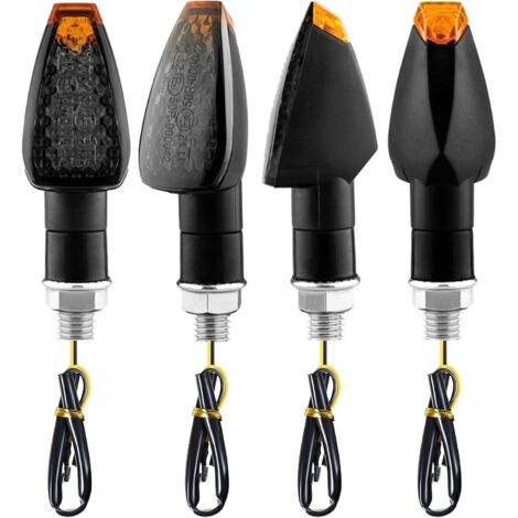 AGE Feux Clignotants à LED Pour Moto 4 PièCes, Feux Clignotants 12 / 24V Pour Clignotants à LED GéNéRaux, Feux de Voiture, Feux de Moto Pour le Jour et La Nuit Avec Voyant LED