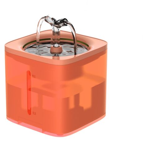 AGE Fontaine à eau pour chat, fontaine à eau à piles avec capteur de mouvement, 2 L bol d'eau pour chat ultra silencieux, pour chats, chiens, plusieurs animaux de compagnie orange