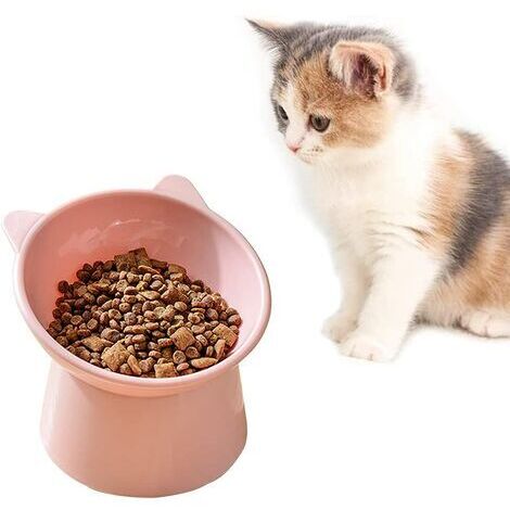 AGE Fournitures pour animaux de compagnie pour chats bols pour chiens bols de protection cervicale pour chats bols d'alimentation biseautés boire bols pour animaux de compagnie (Rose)