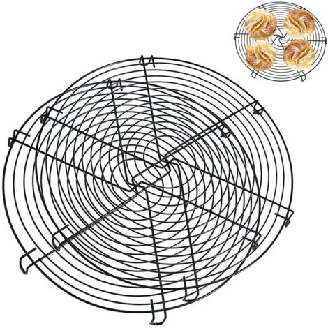 AGE Grill rond 2 pièces moule à gâteau rond support à pâtisserie rond pour pâtisserie café Restaurant gril à pain (noir)
