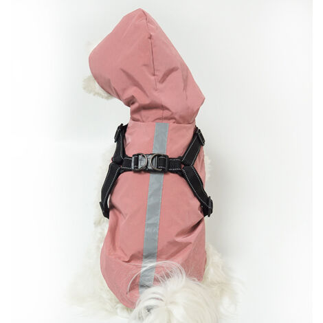 AGE Imperméable pour chien avec cordon Imperméable ultra-léger 100% imperméable avec capuche Veste imperméable respirante réfléchissante