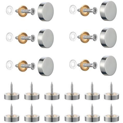 AGE Lot de 20 vis en acier inoxydable brossé –Capuchons décoratifs argentés 12/14 x 5 mm –Résistantes à la rouille pour miroirs et meubles