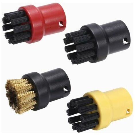 AGE Lot de 4 brosses rondes de rechange pour nettoyeur vapeur Karcher SC1 SC2 SC3 SC4 SC5 (jaune, rouge, noir, cuivre)