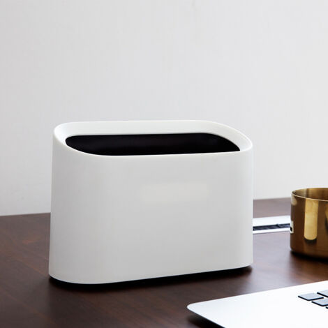 AGE Mini poubelle de comptoir, seau à cosmétiques pouvant être utilisé dans une armoire de salle de bain, une cuisine, un bureau, un bureau blanc