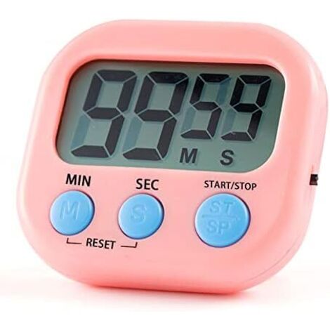 AGE Minuterie de cuisine magnétique, cuisson, minuterie d'apprentissage, alarme sonore et compte à rebours avec écran LCD Rose