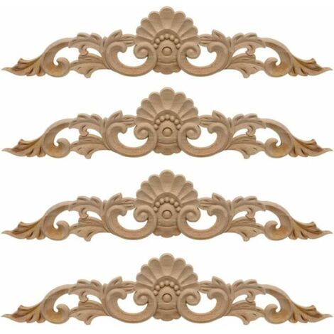 AGE Moulure Decorative Bois 4 Pièces Triomphe Applique Décorative en Bois Sculpture Bois Decoration Bois Sculpté Artisanat en Bois Longs Sculptés Onlay Applique pour Décoration Meuble 30  6.5cm