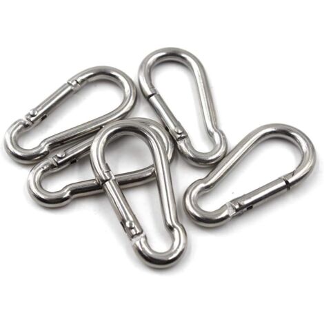 AGE Mousqueton en acier inoxydable 304, mousqueton de verrouillage, porte-clés pour la maison, le camping, la pêche, la randonnée, les voyages (10 pièces)