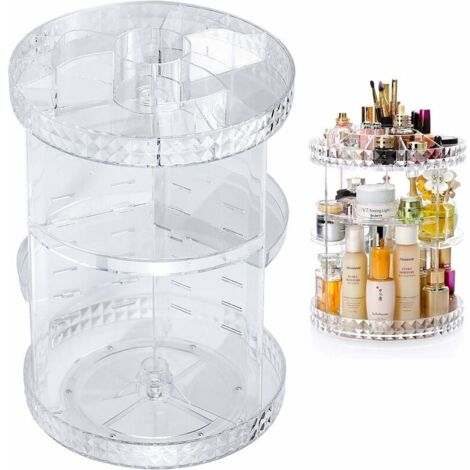 AGE Organisateur de beauté maquillage cosmétique organisateur 360 ° rotatif stockage cosmétique bote maquillage organisateur pour commode chambre salle de bain transparent