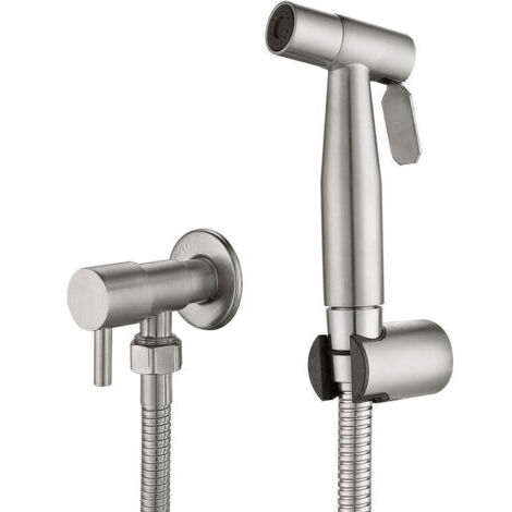 AGE Pulvérisateur de toilettes en acier inoxydable 304 –Finition brossée –Tuyau 1,5m –Valve céramique haute dureté –Pour nettoyage efficace