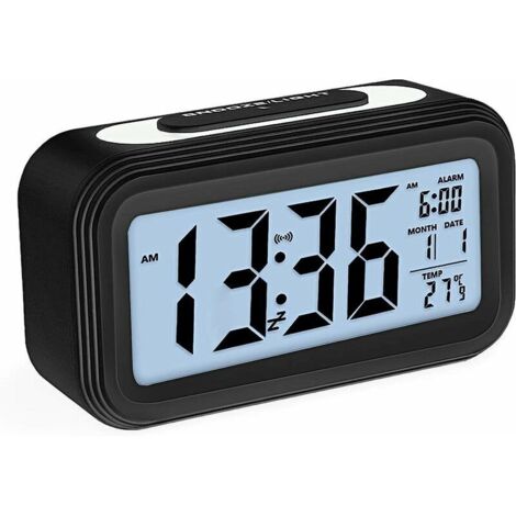 AGE Réveil Digital Alarme Horloge, Numérique Réveil électronique Affichage de la Date, Alimenté par Batterie （noir）