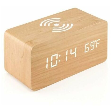 AGE Reveil Numerique Avec Chargeur Sans Fil Led Reveil De Bureau Affichage De La Temperature