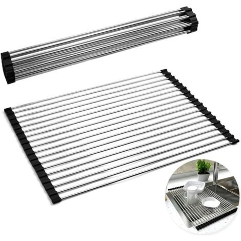 AGE Séchoir Vaisselle Énroulable, Égouttoir Roulant, à Enroulable, Enroulement, Roll Up Pliable, Egouttoir Grille Séchage, pour Cuisine