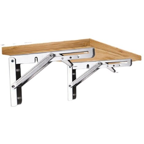 AGE Support d'étagère pliant 8-12", support d'étagère mural pliable en acier inoxydable robuste, adapté au bricolage divers banc de travail peu encombrant avec vis d'installation.Lot de 2