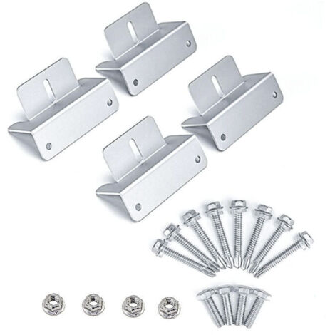 AGE Support en Z pour panneau solaire 4 pièces pour montage sur panneau solaire, support en Z avec écrous et vis pour camping-car, toit - 100662mm