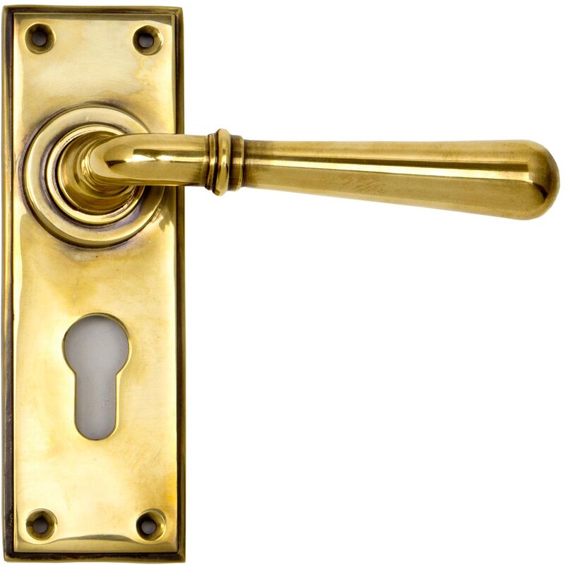 From The Anvil Aged Brass Newbury Lever Euro Lock Set