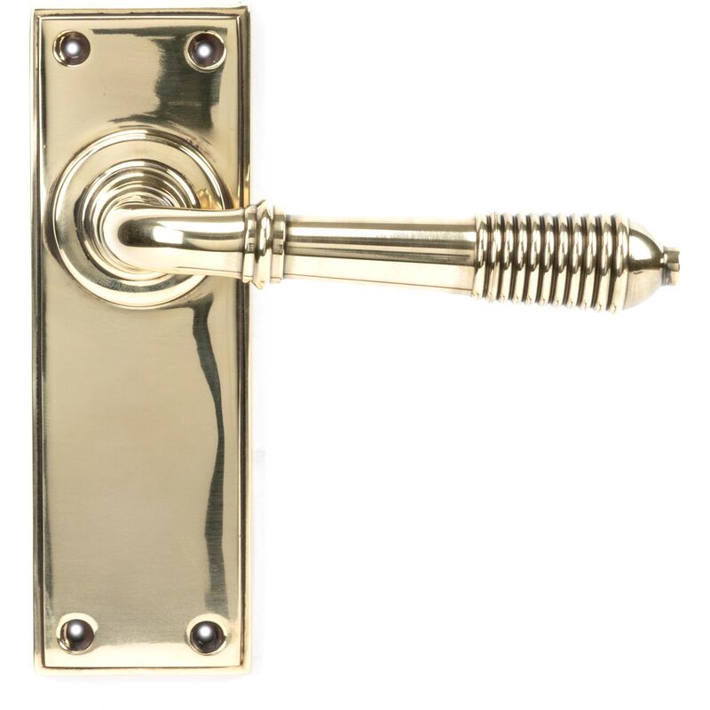 Aged Brass Reeded Lever Latch Set - From The Anvil